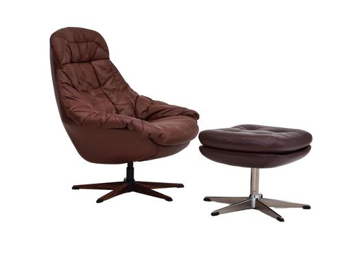 H.W.Klein, Danish swivel armchair, 70s, leather, original upholstery, very good condition (1 of 19)