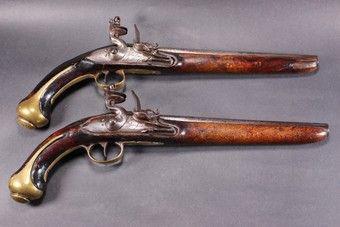 Pair of mid 18th Century Continental Flintlock Holster Pistols (1 of 7) Pair of mid 18th Century Continental Flintlock Holster Pistols (1 of 7)