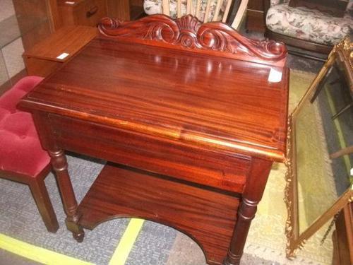 Carved Mahogany Lamp Table with Drawer (1 of 2)