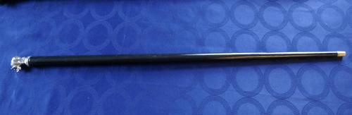 Silver Rhino Pommel on Ebonised Walking Stick (1 of 6)