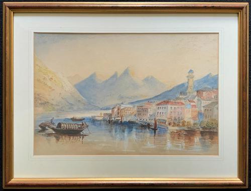 Large Lake in Italy - Beautiful 1930s Watercolour Landscape Painting (1 of 9) Large Lake in Italy - Beautiful 1930s Watercolour Landscape Painting (1 of 9)
