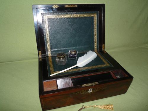 Fine Quality Inlaid Rosewood Writing Box c.1870 (1 of 11)