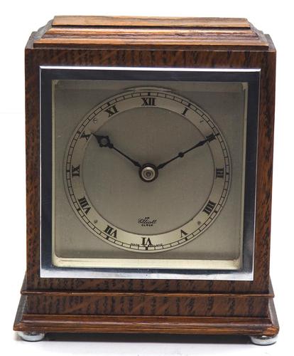 Perfect Vintage Oak Mantel / Bracket Clock with Caddy Top by Elliott of London (1 of 10)