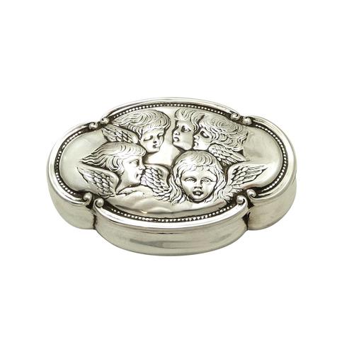 Antique Victorian Sterling Silver 'Cherub' Ring Box 1898 (1 of 9)