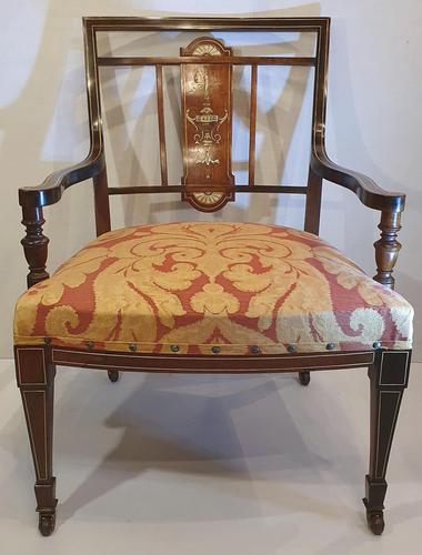 Edwardian Inlaid Rosewood Nursing or Bedroom Armchair (1 of 5)