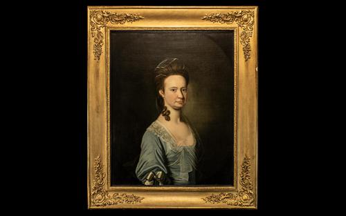 Portraight of Elegant Lady in a Blue Silk dress in the Manner of Arthur Devis (1 of 2) Portraight of Elegant Lady in a Blue Silk dress in the Manner of Arthur Devis (1 of 2)