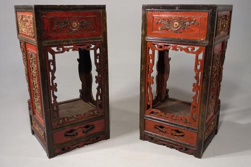 Quite Rare Pair of Late 19th Century Oriental Tall Stands (1 of 5) Quite Rare Pair of Late 19th Century Oriental Tall Stands (1 of 5)