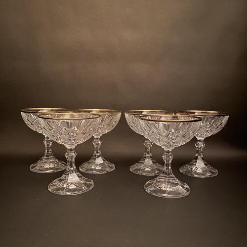 Six Art Deco Gold Rim Crystal Champagne Coupes (1 of 2) Six Art Deco Gold Rim Crystal Champagne Coupes (1 of 2)