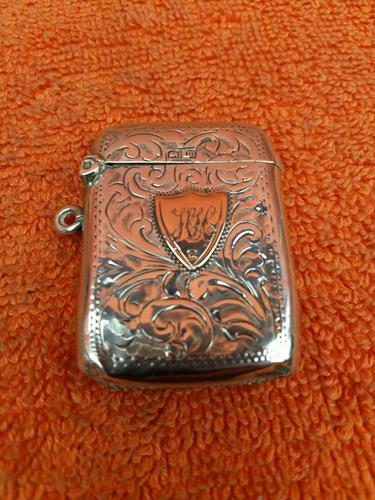 Antique Sterling Silver Hallmarked Vesta 9ct Gold Cartouche 1911, Smith & Bartlam (1 of 9) Antique Sterling Silver Hallmarked Vesta 9ct Gold Cartouche 1911, Smith & Bartlam (1 of 9)