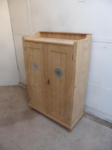 Lovely Art Deco 2 Door Antique Pine Kitchen / Storage Cupboard to Wax/Paint (1 of 8)