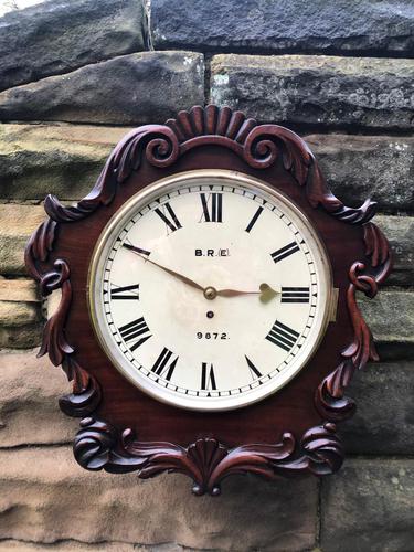 Antique Mahogany Fusee Railway Station Dial Clock (1 of 10)