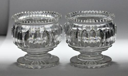 Pair of early 19th century Anglo Irish round, cut glass salts (1 of 3) Pair of early 19th century Anglo Irish round, cut glass salts (1 of 3)