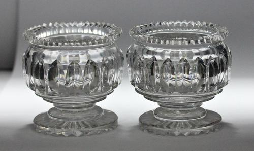 Pair of early 19th century Anglo Irish round, cut glass salts (1 of 3)