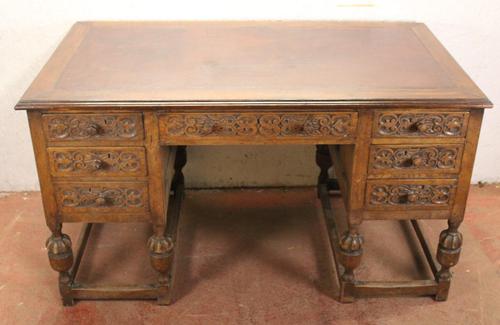 1930s Carved Oak Desk with Good Oak Top. 1 Piece (1 of 4)