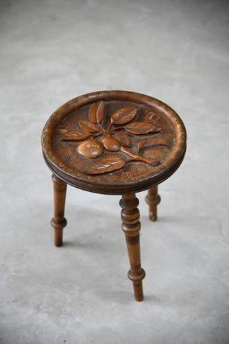 Carved Country Tripod Stool (1 of 9)