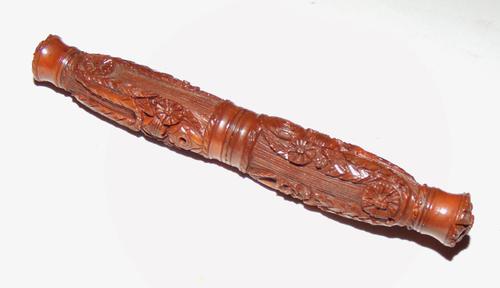 Victorian carved coquilla nut needle case (1 of 5)