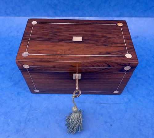 William IV Rosewood Twin Section Tea Caddy with Mother of Pearl Inlay (1 of 14)