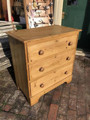 Antique Vintage Pine Small Three Drawer Chest of Drawers (1 of 8)