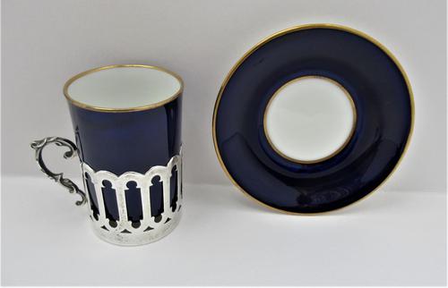 Aynsley Bone China Coffee Cup & Saucer, Silver Mount, James Dixon & Sons Ltd, Sheffield 1919 (1 of 8)