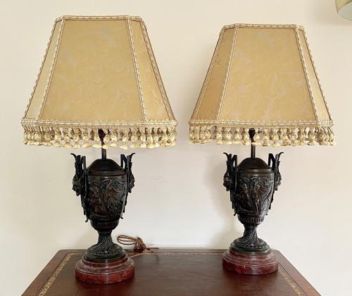 Magnificent Pair of Heavy Bronze Lamps (1 of 11)