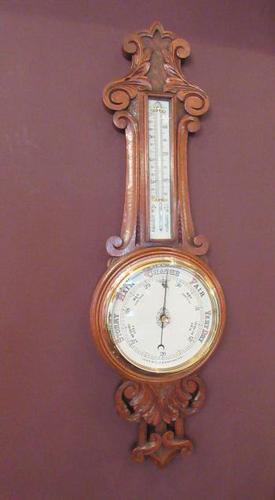 Superb Antique Polished Oak Carved Banjo Barometer (1 of 6) Superb Antique Polished Oak Carved Banjo Barometer (1 of 6)