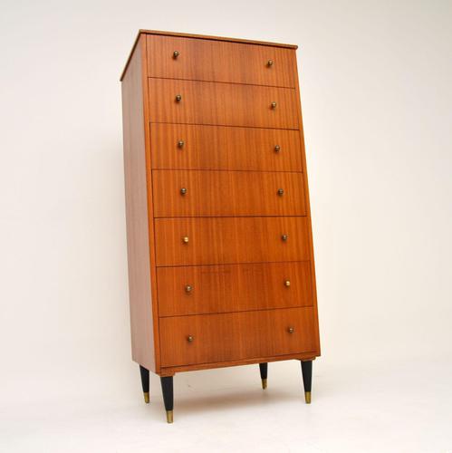 1960's Vintage Mahogany & Brass Tallboy Chest of Drawers (1 of 8)