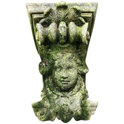 Architectural Feature Medieval Style Stone Cherub Acanthus Scroll Crown Corner Garden Corbel (1 of 13)