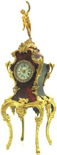 Antique French Shell & Ormolu 8-Day Mantel Clock Rococo Boulle Case Segment Dial (1 of 10)