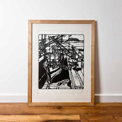 Falmouth Dockyards I by Stan Dobbin - Artists Proof Woodcut Print (1 of 8)