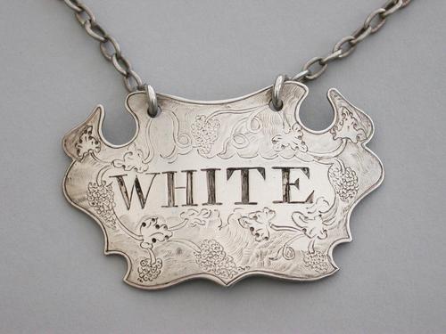 George II Chased Silver Escutcheon Wine Label White, Unmarked c1750 (1 of 7) George II Chased Silver Escutcheon Wine Label White, Unmarked c1750 (1 of 7)
