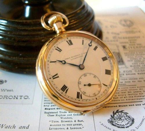 Antique Pocket Watch 1920 Thomas Russell 15 Jewel 10ct Rose Gold Filled Case Fwo (1 of 12)