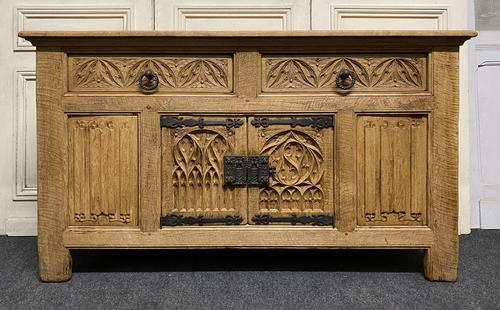 French Gothic Bleached Oak Sideboard (1 of 17)