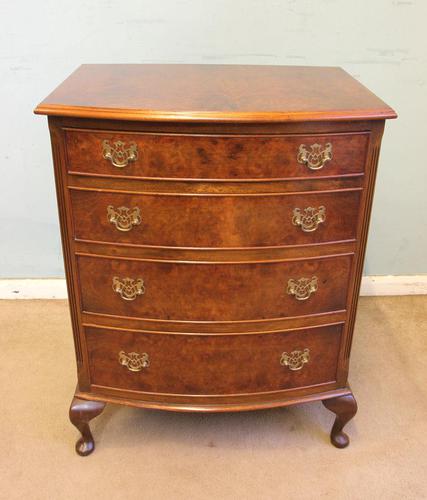 Small Burr Walnut Bow Front Chest Drawers (1 of 7)