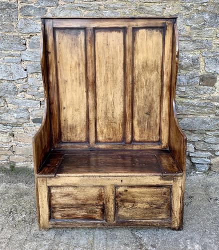 Antique Pine Panelled Box Settle (1 of 16)