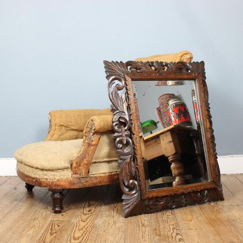 Late 19th Century French Carved Oak Cushion Mirror (1 of 4) Late 19th Century French Carved Oak Cushion Mirror (1 of 4)