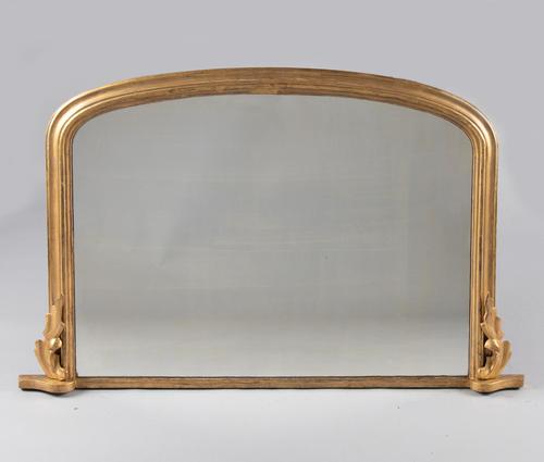 Large English Victorian Gilt Archtop Overmantle Mirror (1 of 6)