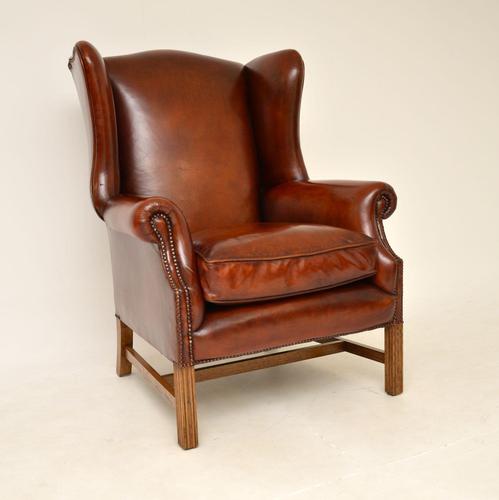 Leather Wing Back Armchair (1 of 9) Leather Wing Back Armchair (1 of 9)