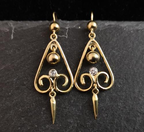 Antique Victorian Diamond Drop Earrings, 15ct Gold (1 of 10) Antique Victorian Diamond Drop Earrings, 15ct Gold (1 of 10)