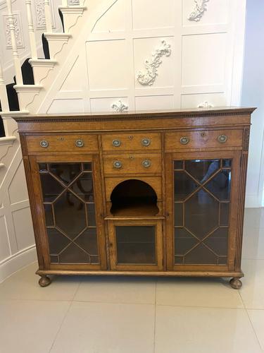 Antique Victorian Quality Oak Display Cabinet (1 of 15)