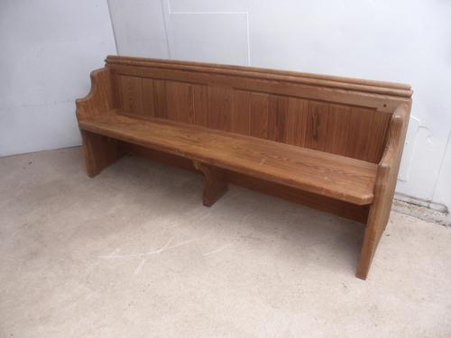 Lovely Victorian Antique Pine Pew 1868 from St Cynbryds Church to wax / paint (1 of 9)