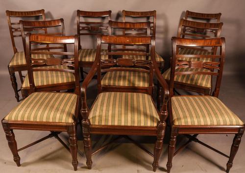 Rare Set of 10 Regency Period Mahogany Dining Chairs (1 of 17)