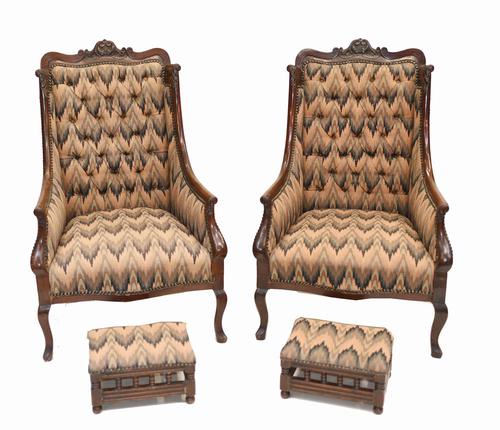 Pair of Victorian Salon Chairs Arm Club Chair Stools (1 of 15) Pair of Victorian Salon Chairs Arm Club Chair Stools (1 of 15)