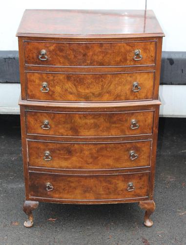 1960s Small Mahogany Bow Chest 5 Drawers (1 of 4)