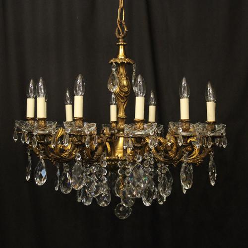 French 12 Light Gilded Bronze Antique Chandelier (1 of 10)