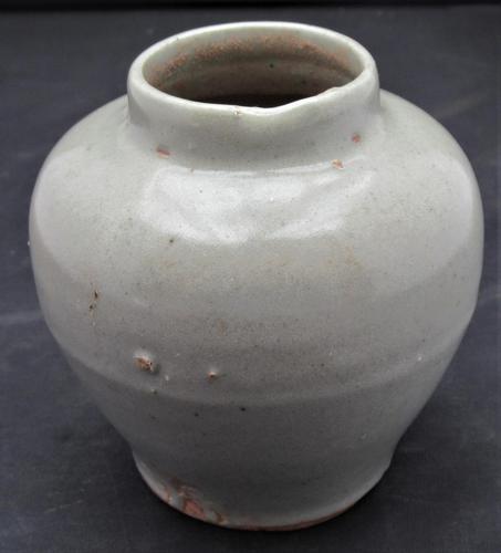 Chinese grey celadon glaze small jar or vase, Yuan dynasty (1280-1367) (1 of 5) Chinese grey celadon glaze small jar or vase, Yuan dynasty (1280-1367) (1 of 5)