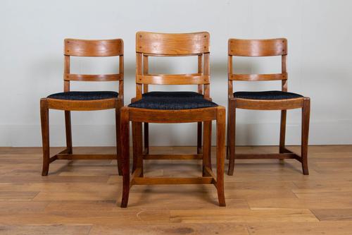 Heals Set of 4 Oak 1930s Dining Chairs New Upholstery (1 of 14)