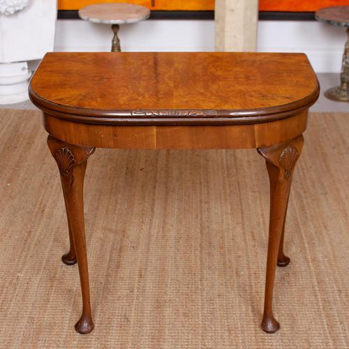 Writing Card Table Burl Walnut Circular Folding Desk (1 of 12)