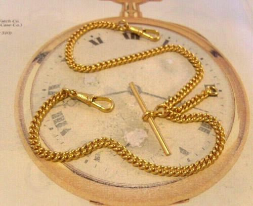 Vintage Pocket Watch Chain 1970 12ct Gold Plated Curb Link Albert With T Bar (1 of 10) Vintage Pocket Watch Chain 1970 12ct Gold Plated Curb Link Albert With T Bar (1 of 10)