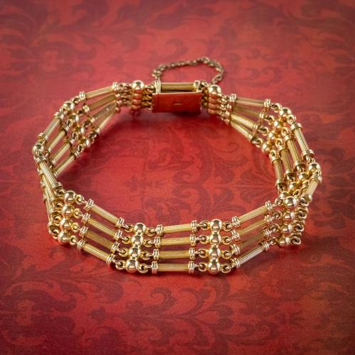 Antique Victorian 15ct Gold Gate Bracelet c.1900 (1 of 5)