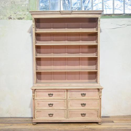 Large French Early 20th Century Bleached Walnut Open Bookcase Cabinet (1 of 15)